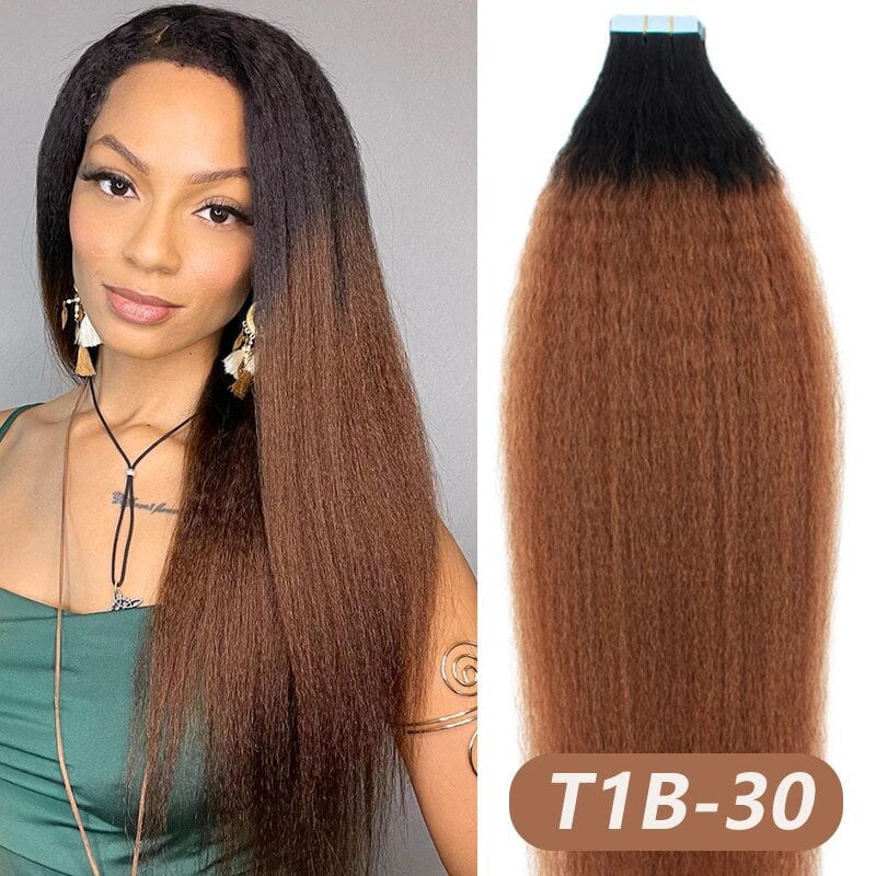 Ombre Kinky Straight Tape In Human Hair #2 #4 #6 T1B-30 T1B-99j Remy Hair