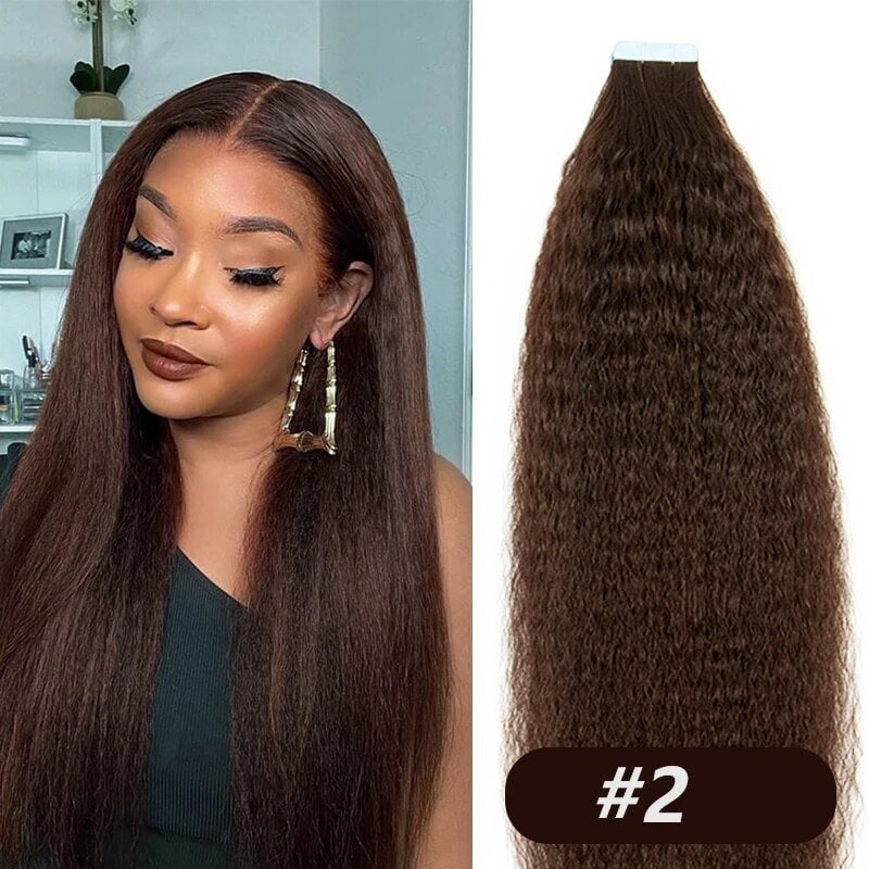 Ombre Kinky Straight Tape In Human Hair #2 #4 #6 T1B-30 T1B-99j Remy Hair