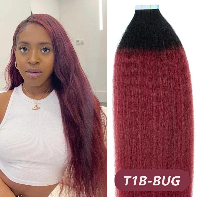 Ombre Kinky Straight Tape In Human Hair #2 #4 #6 T1B