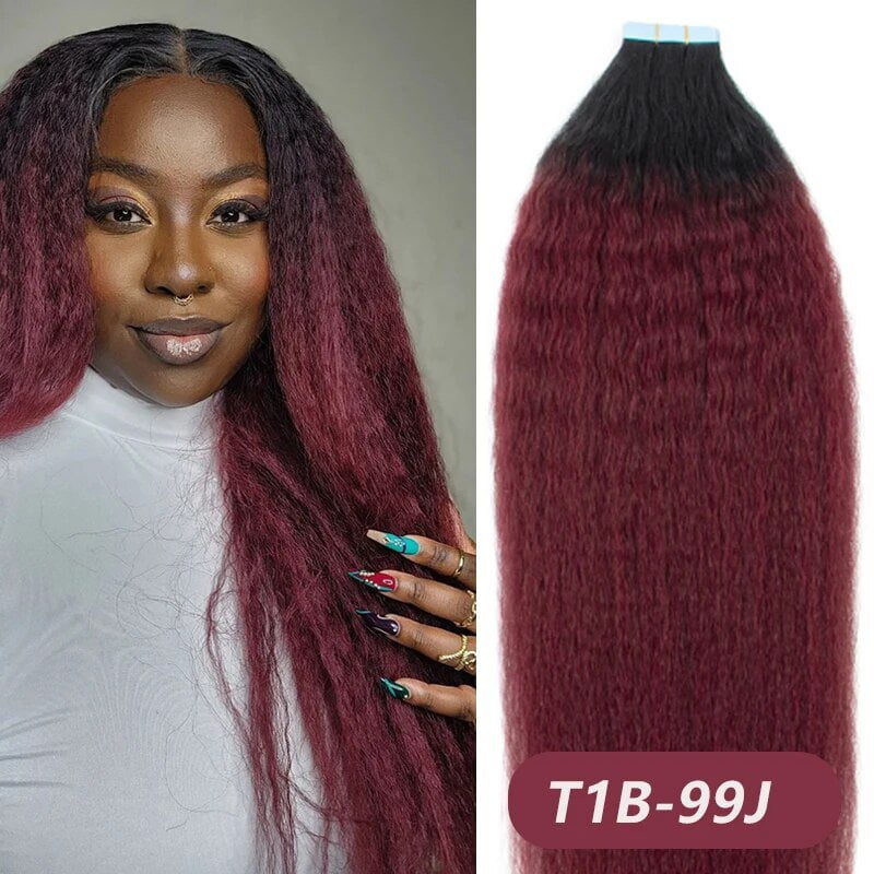 Ombre Kinky Straight Tape In Human Hair #2 #4 #6 T1B-30 T1B-99j Remy Hair