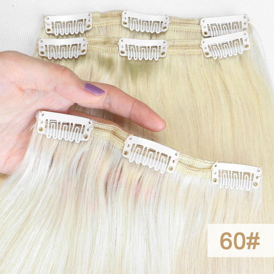 MRSHAIR 3Clips 3pcs Clip In Human Hair Extensions For Replacement Volume 16 18 20 22inch