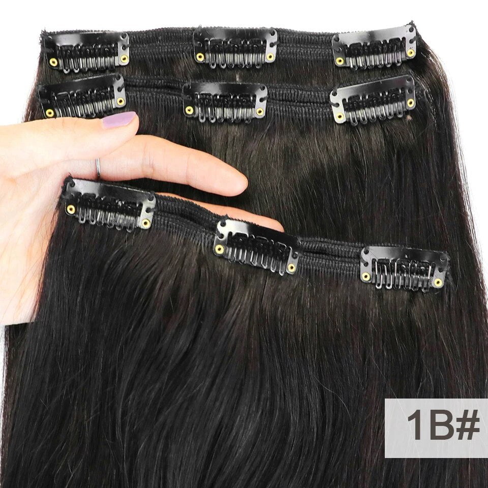 MRSHAIR 3Clips 3pcs Clip In Human Hair Extensions For Replacement Volume 16 18 20 22inch