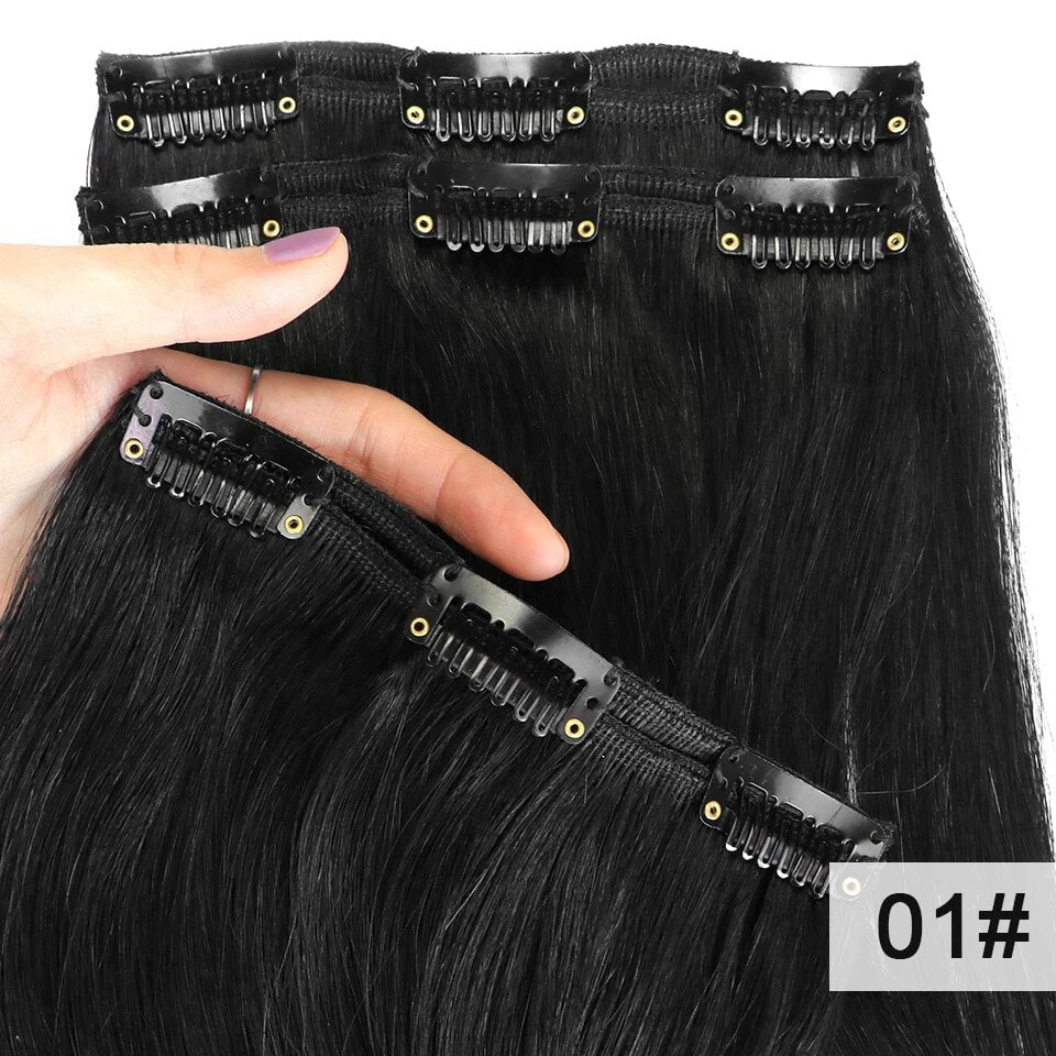 MRSHAIR 3Clips 3pcs Clip In Human Hair Extensions For Replacement Volume 16 18 20 22inch