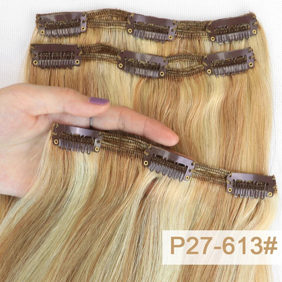 MRSHAIR 3Clips 3pcs Clip In Human Hair Extensions For Replacement Volume 16 18 20 22inch