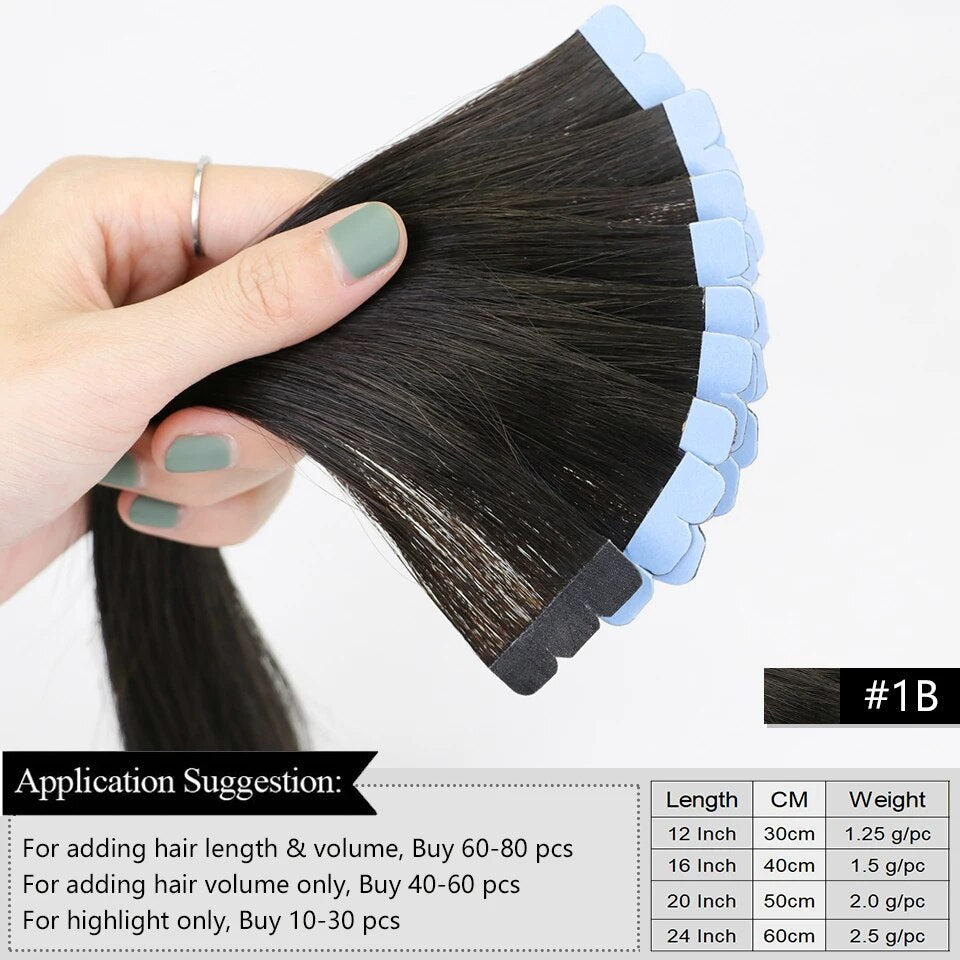 MRS HAIR Mini Tape in Hair Extensions Human Hair 3x0.8cm Tape Weft 10pcs/pack