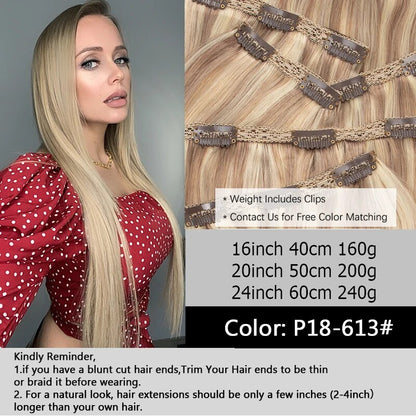 MRSHAIR Big Volume Seamless Clip in 6Pcs 24inch 240G For Thick Raw Hair
