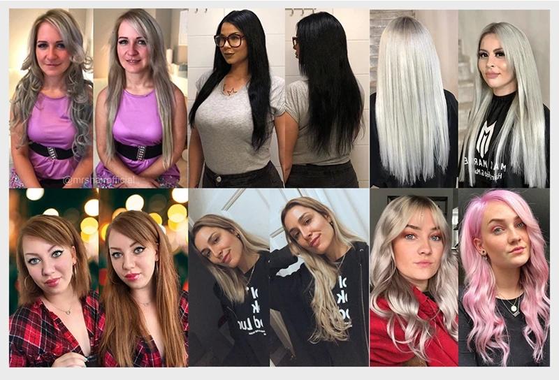 MRS HAIR Ash Blonde Clip in Human Hair SILVER 3/8pcs