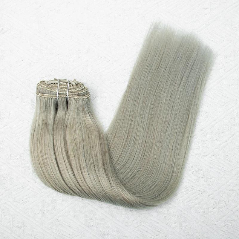 MRS HAIR Ash Blonde Clip in Human Hair SILVER 3/8pcs