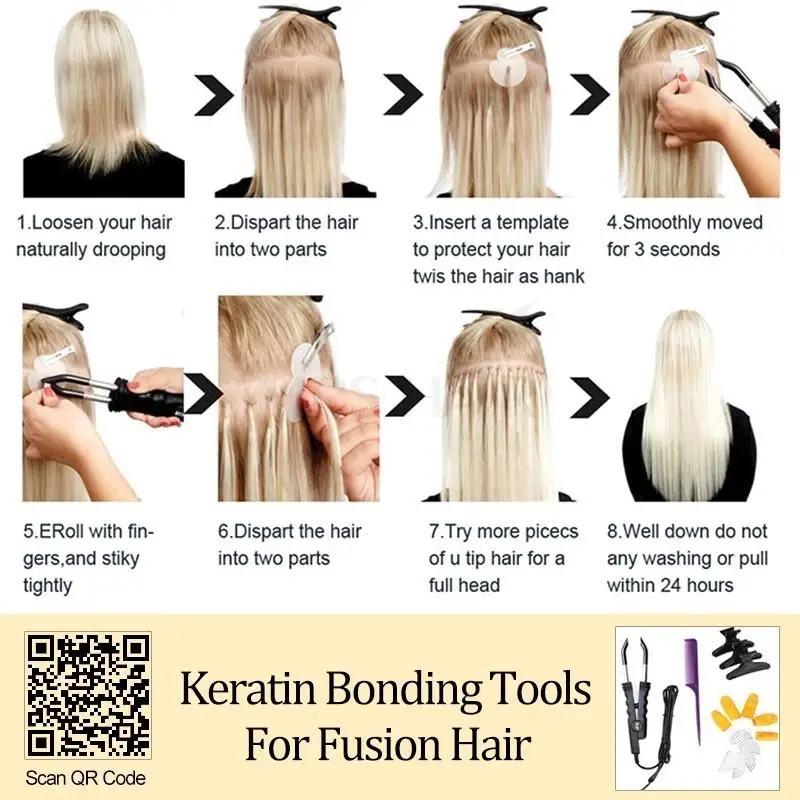 MRS HAIR U tip Bondings Extensions Fusion Hair Extensions Nail Tips Human Hair Extensions Italiana Keratin Hair 1g/pc 50g/pack