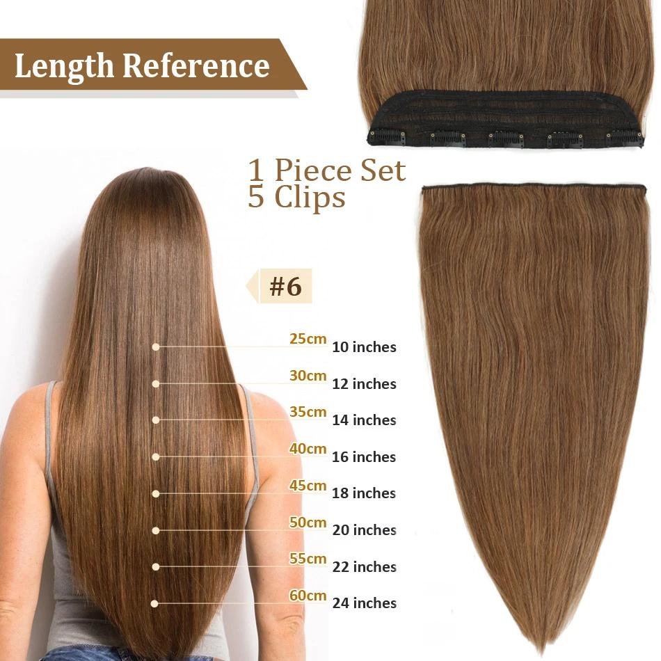 MRSHAIR One Piece Clip In Human Hair Straight Natural Hair Extensions 5Clips 14 18 22 inch