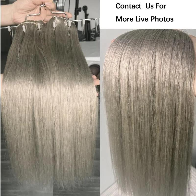 MRS HAIR Ash Blonde Clip in Human Hair SILVER 3/8pcs