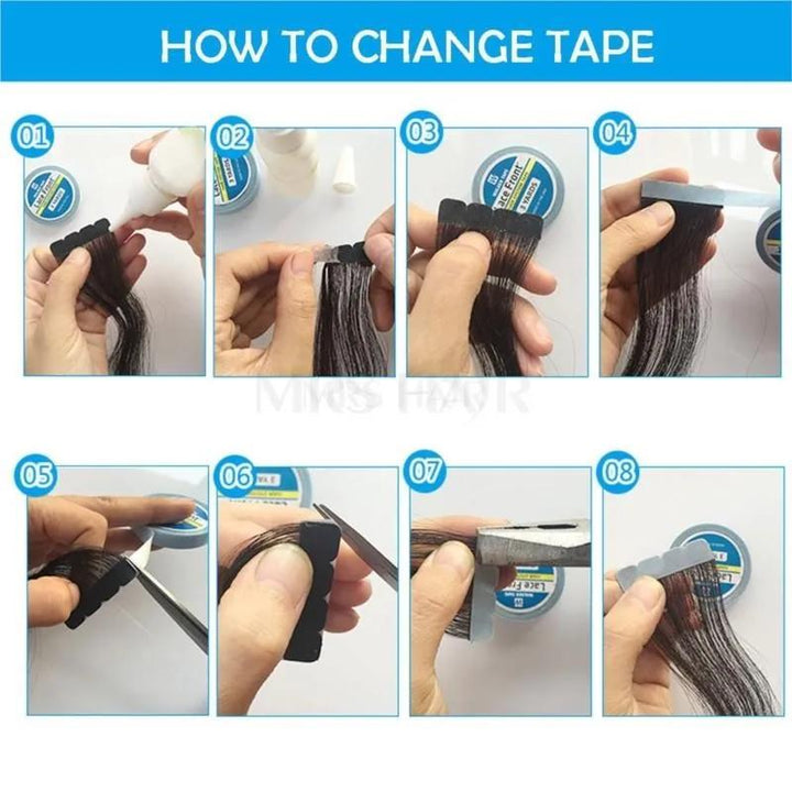 MRSHAIR MRS HAIR Tape Extensions Glue 3 Yards Tape Pliers Electric Tape Remover