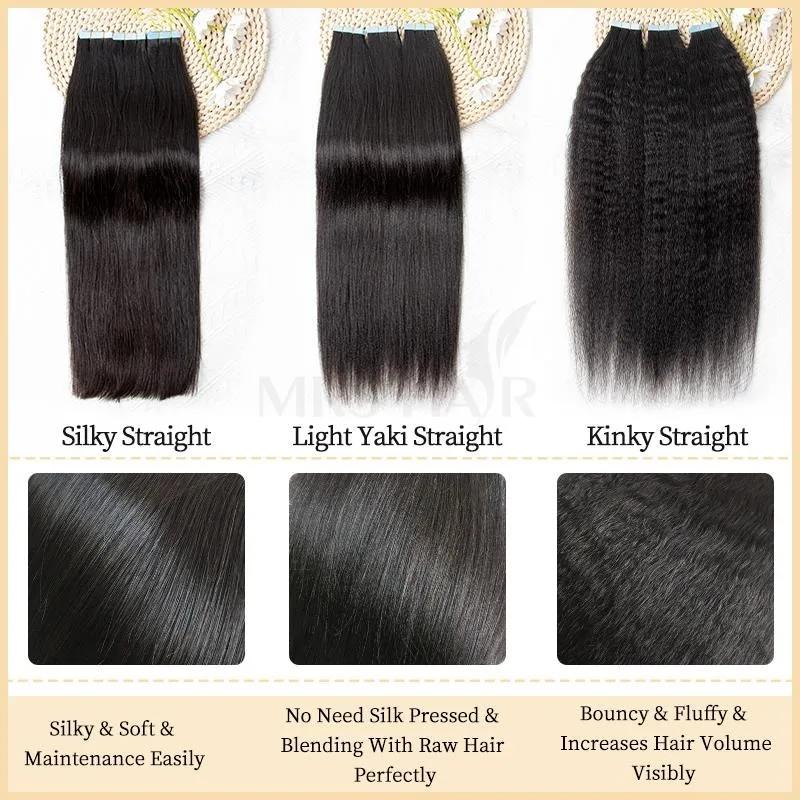 MRSHAIR MRSHAIR Injected Tape In Extensions Kinky Straight Hair Remy Human Hair 20pcs