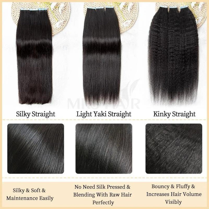 MRSHAIR MRSHAIR Injected Tape In Extensions Kinky Straight Hair Remy Human Hair 20pcs