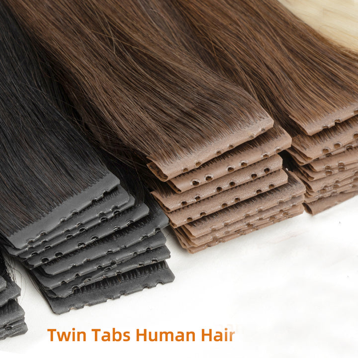 MRS HAIR Injected PU Holes Twin Tabs Tape In Human Hair Extensions 50g