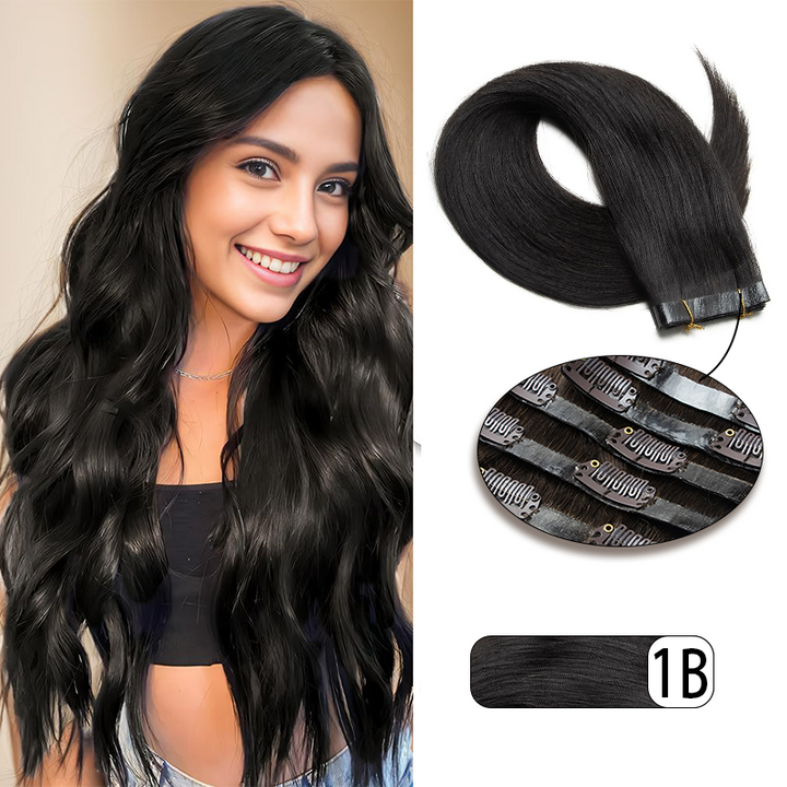 MRSHAIR Seamless PU Clip in Human Hair Extensions 120g