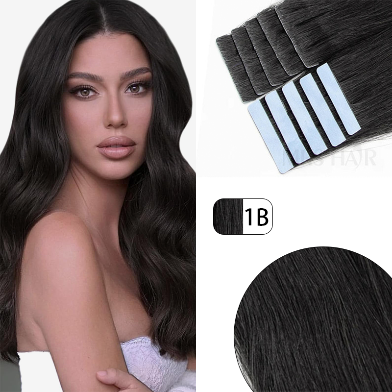 MRS HAIR Invisible Tape Hair Human Hair Extensions Hand Tied Tape Ins