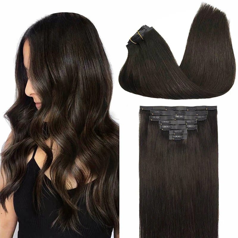 MRSHAIR Seamless PU Clip in Human Hair Extensions 120g