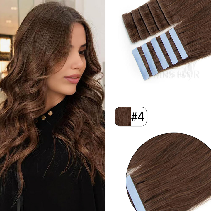 MRS HAIR Invisible Tape Hair Human Hair Extensions Hand Tied Tape Ins