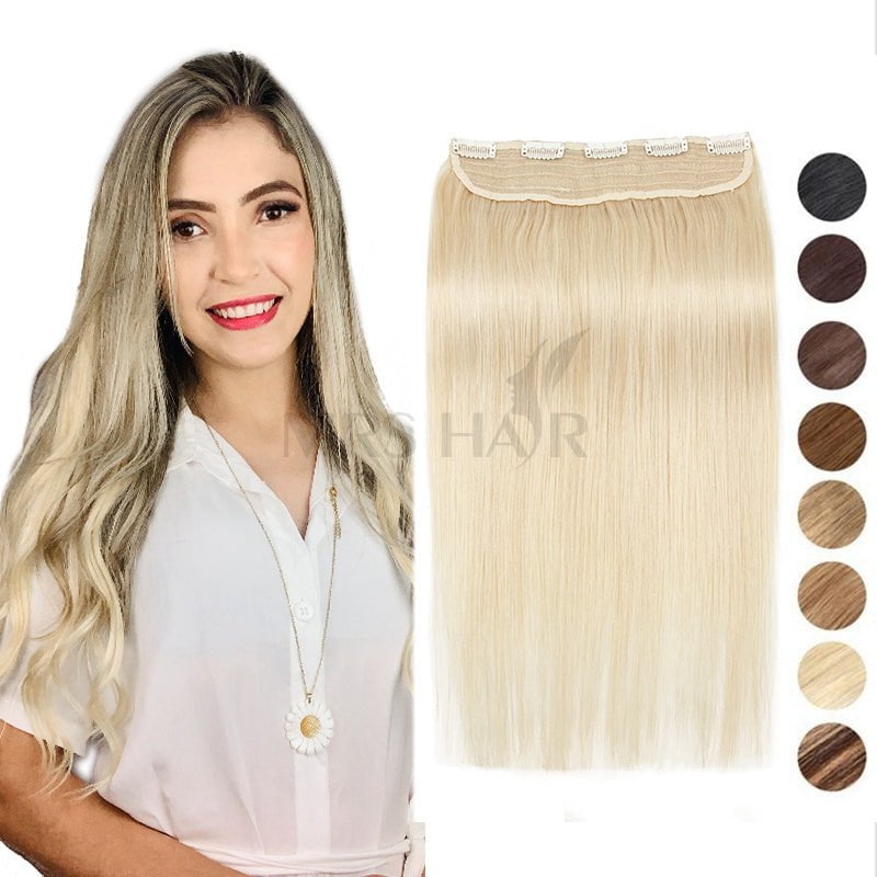 MRSHAIR One Piece Clip In Human Hair Straight Natural Hair Extensions 5Clips 14 18 22 inch