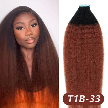 Ombre Kinky Straight Tape In Human Hair #2 #4 #6  T1B-30 T1B-99j Remy Hair