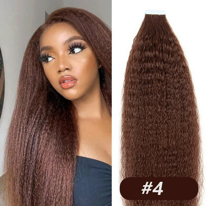 Ombre Kinky Straight Tape In Human Hair #2 #4 #6  T1B-30 T1B-99j Remy Hair