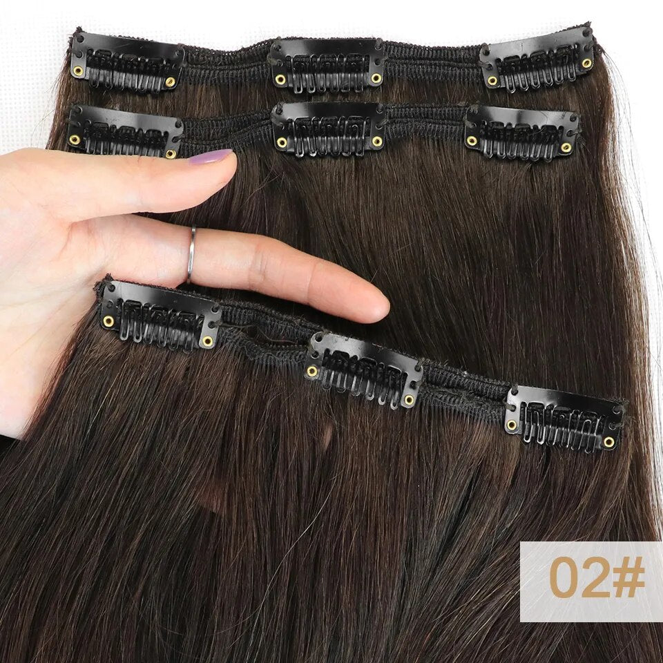 MRSHAIR 3Clips 3pcs Clip In Human Hair Extensions For Replacement Volume 16 18 20 22inch