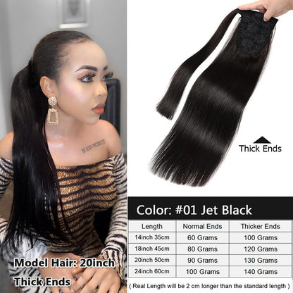 MRSHAIR Ponytail Human Hair Extensions 12-24inch Thick Ends