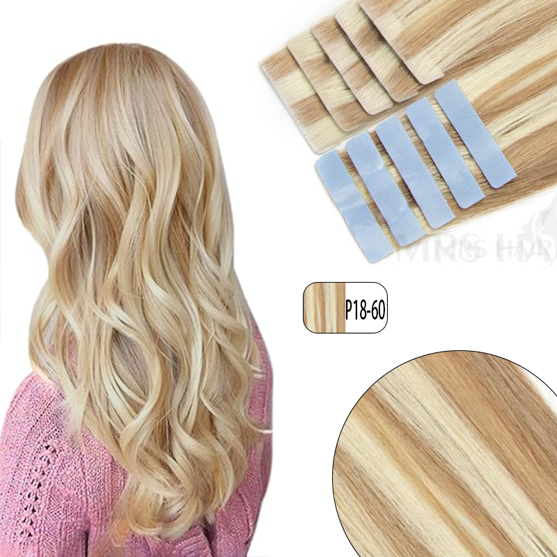 MRS HAIR Invisible Tape Hair Human Hair Extensions Hand Tied Tape Ins