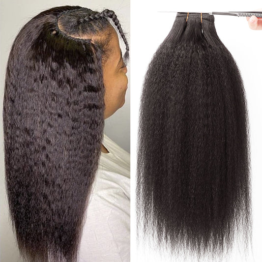 MRS HAIR Kinky Straight Human Hair Remy Weft 12-26inch 100g