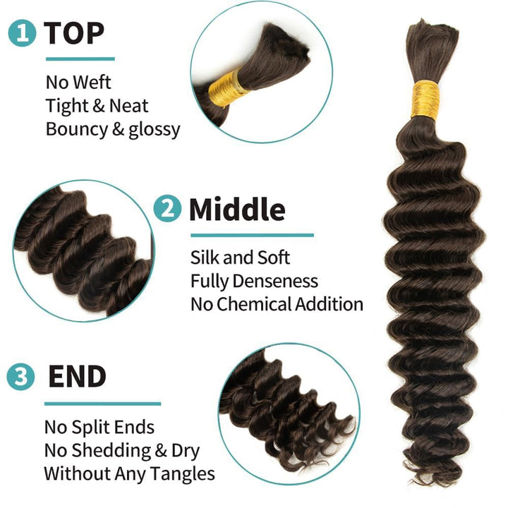 100g Deep Wave Bulk Human Hair for Braiding