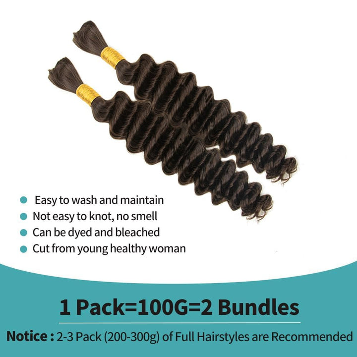 100g Deep Wave Bulk Human Hair for Braiding