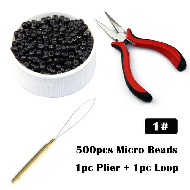 MRSHAIR Silicone Nano Rings 500pcs Micro Beads Tool Kits Dreadlock Hair Extension Tools Plier and Loop for Salon Hairstylist