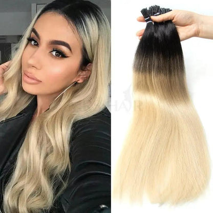 MRSHAIR T1B-613 Ombre Balayage I Tip Hair Extensions 20inch 50cm 1g/pc 50g