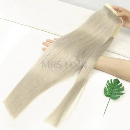 MRS HAIR Ash Blonde Ponytail Human Hair Extensions Silver Ponytail Hair Wrap Around High Ponytails Thick Real Natural Hair 18 20 24 inch