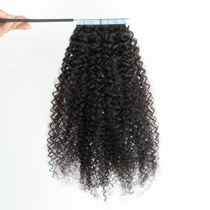 MRS HAIR Afro kinky Curly Tape In Hair Extensions 4B 4C 12-26inch Natural #1B Remy 20pcs