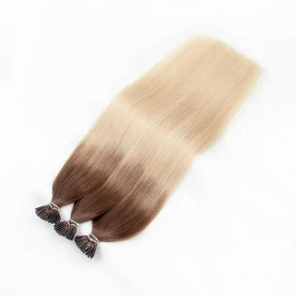 MRS HAIR Ombre Balayage T6-60  I Tip Hair Extensions Human Hair 20inch 50cm Blonde Brown 1g/strand 50g/pack Cold Fusion