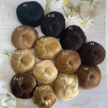 MRS HAIR Claw On Drawstring Human Hair Buns Ponytail For Wedding and Show