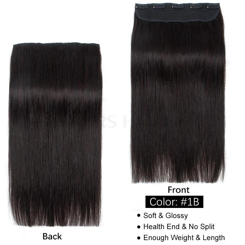 MRSHAIR One Piece Clip In Human Hair Straight Natural Hair Extensions 5Clips 14 18 22 inch