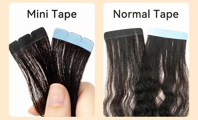 MRSHAIR Mini Tape In Hair Kinky Straight Human Hair Extensions 3x0.8cm Weft Remy Hair