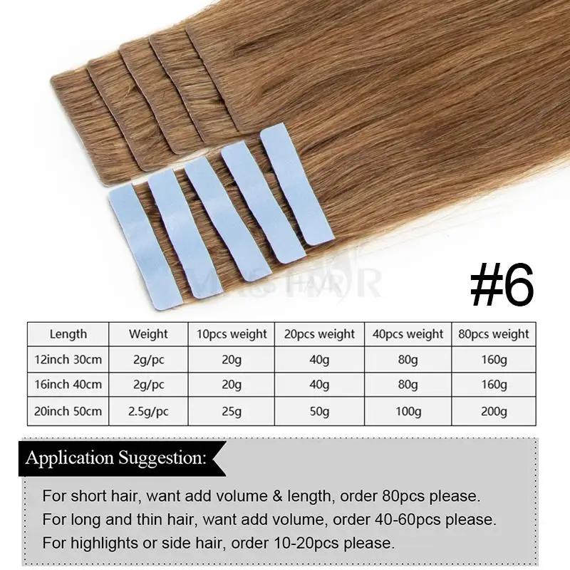 MRS HAIR Invisible Tape Hair Extensions Hand Tied Human Hair 10pcs/pack