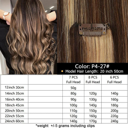MRSHAIR 7Pcs Clip In Hair Extension Human Hair Natural Hair Extensions 12"-24"