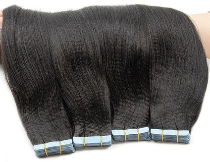 MRS HAIR Light Yaki Tape In Hair Extensions Silk Pressed Yaki Straight Remy Hair 12-26 inch