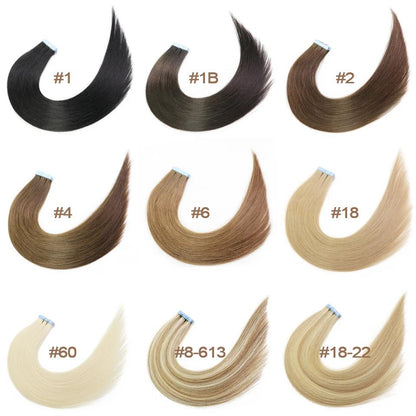 MRS HAIR Double Drawn Tape In Hair Extensions Salon Quality Cuticle Remy Human Hair Thick Ends Straight 16 18 20 22 inch 20pcs