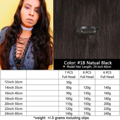 MRSHAIR 7Pcs Clip In Hair Extension Human Hair Natural Hair Extensions 12"-24"
