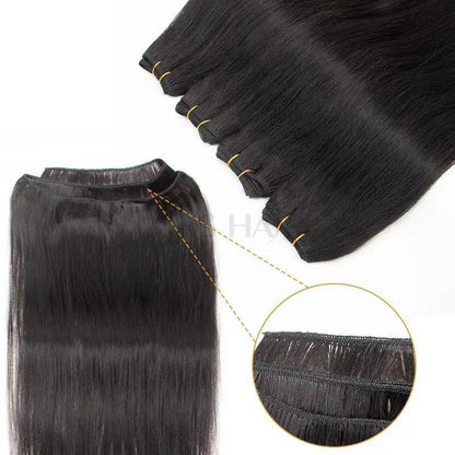 MRS HAIR Silky Straight Human Hair Bundles High Quality Remy Human Hair Extensions Double Weft Natural Black 12"-26" 50g/pack