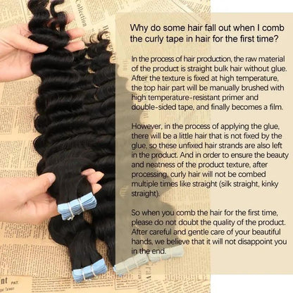 MRS HAIR Deep CurlyTape In Human Hair Extensions Remy Hair  Extensions