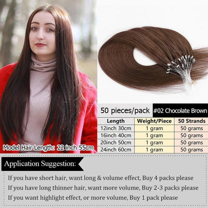MRS HAIR Micro Ring Loop Hair Extensions 50g/pack 1g/strand