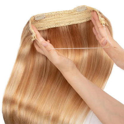 MRS HAIR Halo Hair Extensions Fish Line 4 Clips Real Natural Human Hair 12-22 Inch