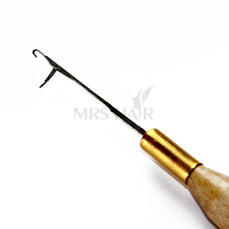 MRS HAIR For Feather Hair Extension Hook Pulling Needle Micro Interface Crochet Hair/Wigs Wooden Handle Hair Salon/Stylelists/Study